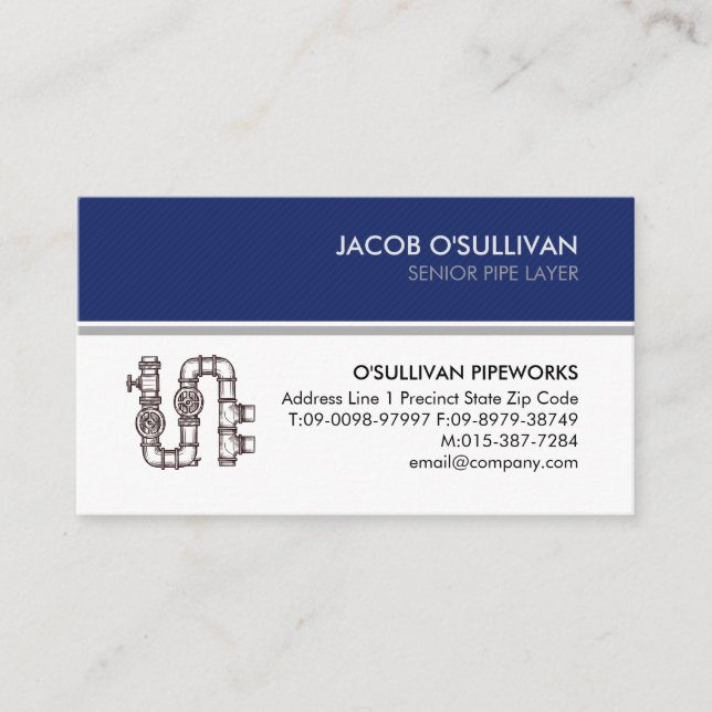 Pipe Layer Plumber Plumbing Business Card (Front)