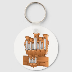 Pipe Organ, Church Organ Graphic Brown Key Ring
