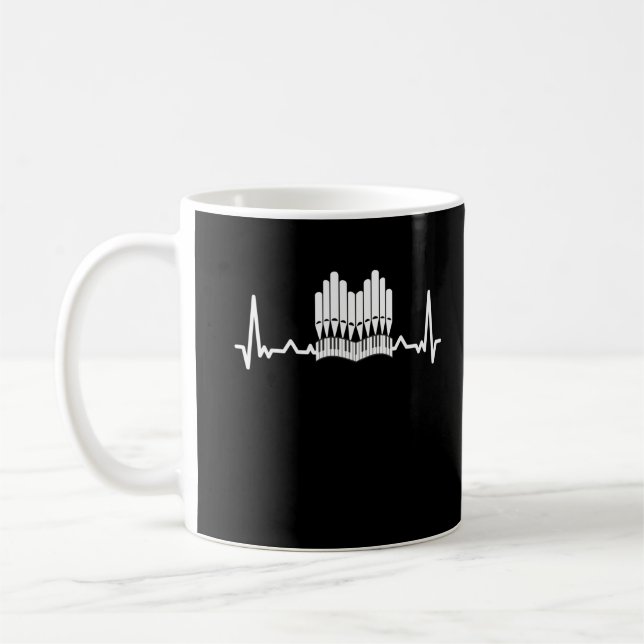 Pipe Organ Heartbeat Church Music Organist Coffee Mug (Left)
