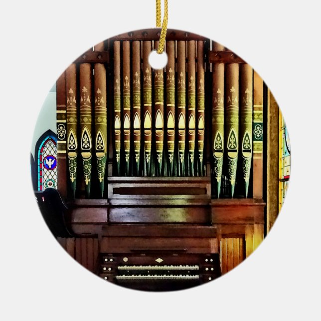 Pipe Organ In Church Ceramic Tree Decoration (Front)