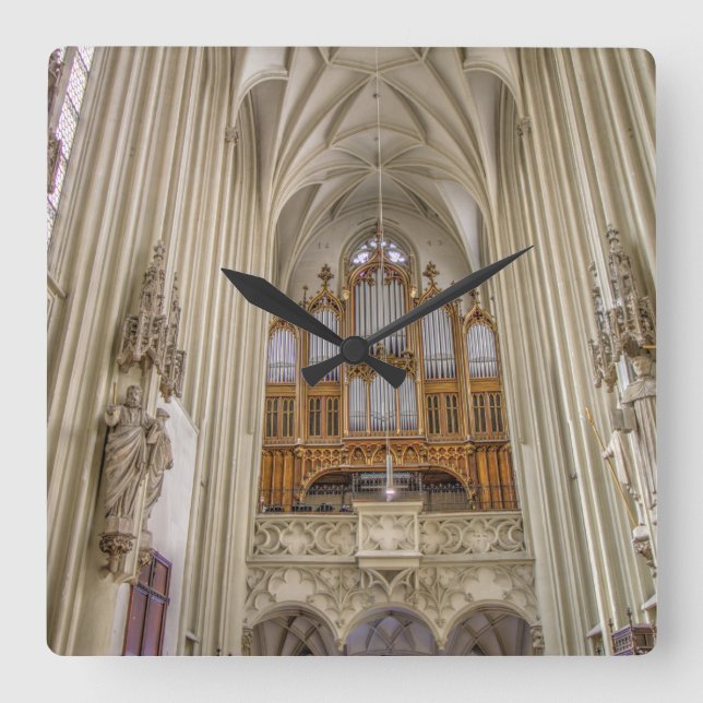 Pipe Organ Maria Am Gestade Square Wall Clock (Front)