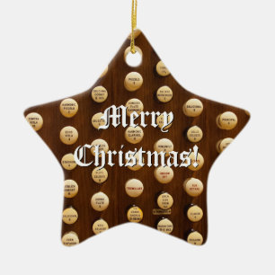 Pipe organ stop knobs Christmas ornament