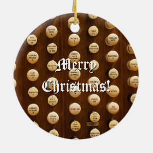 Pipe organ stop knobs Christmas ornament