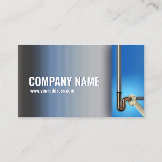 Pipe Repair Service Plumber Blue Business Card (Front)