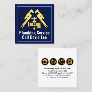 Pipe Wrench Faucet Leaking Roof Square Business Card