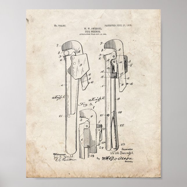 Pipe-wrench Patent - Old Look Poster (Front)