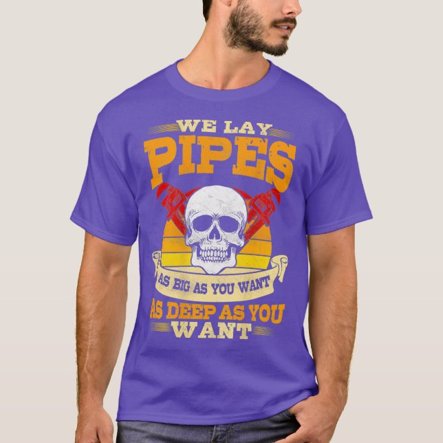 Pipefitter Funny Plumber Image On Back T-Shirt (Front)
