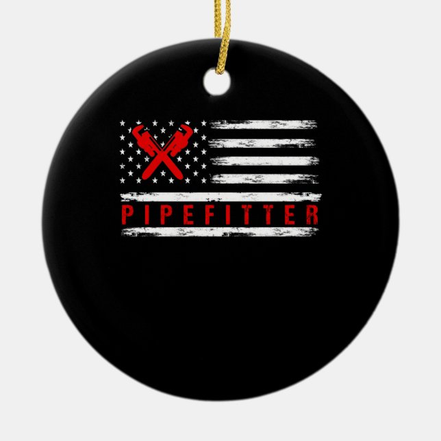 Pipefitter Gifts Funny Plumber Ceramic Tree Decoration (Front)
