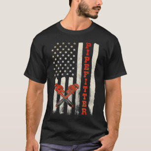 Pipefitter Gifts Funny Plumber Image On Back Of T-Shirt
