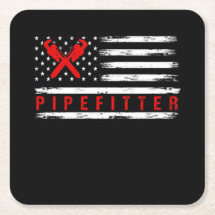 Pipefitter Gifts Funny Plumber Square Paper Coaster