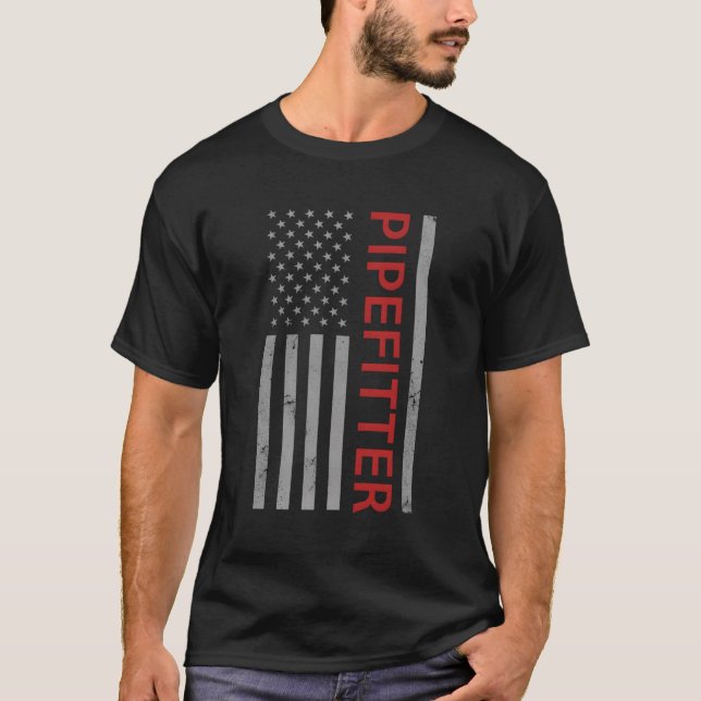 Pipefitter Patriotic Usa Flag Welding Fan Welder T-Shirt (Front)