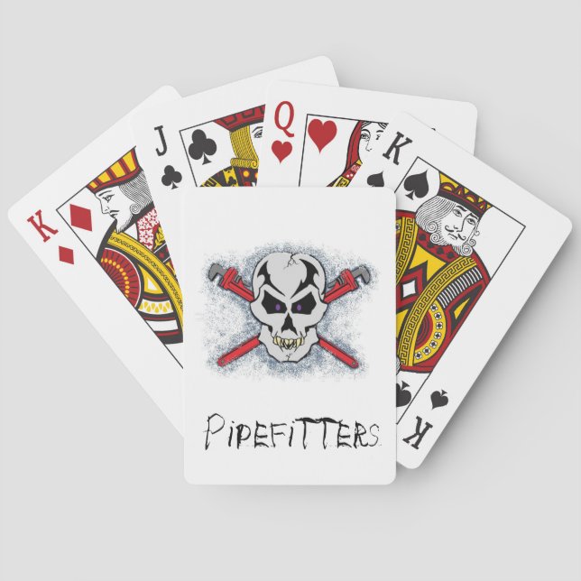 Pipefitter Skull Design Playing Cards (Back)
