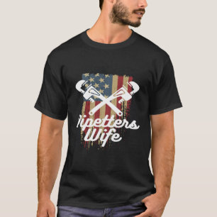 Pipefitters Wife Pride Patriotic Distressed Americ T-Shirt