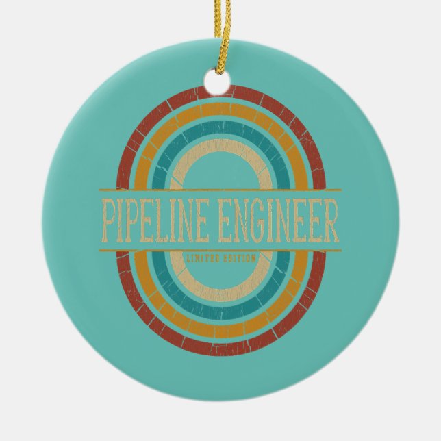 Pipeline Engineer Vintage Retro  Ceramic Tree Decoration (Front)
