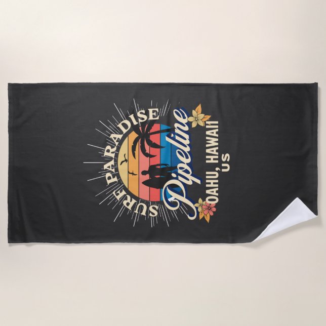 Pipeline Oahu Hawaii Beach for Surfer T-Shirt Towel (Front)