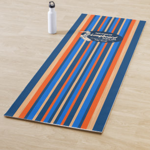 Pipeline Surfboard Hawaiian Striped Royal Blue Yoga Mat