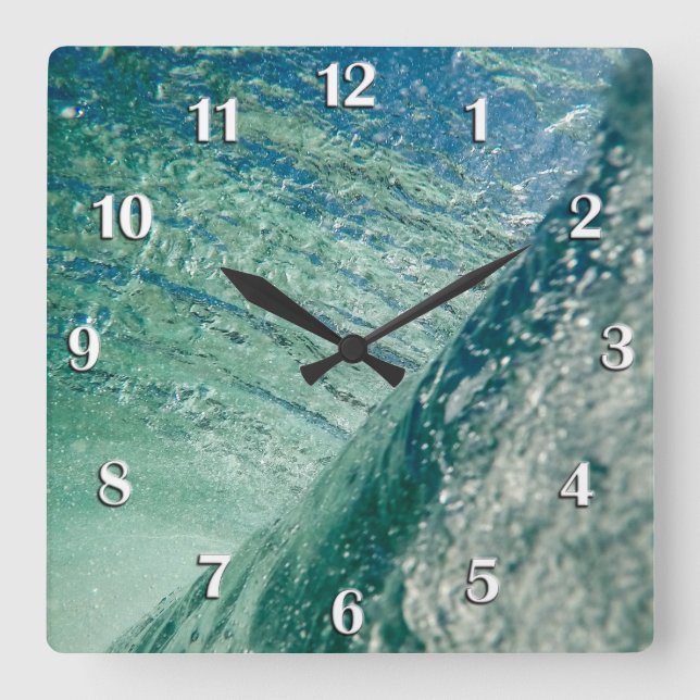 Pipeline Wave Square Wall Clock (Front)