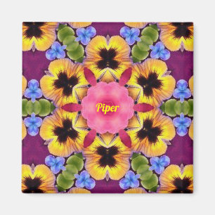 PIPER ~ Abstract Pansy ~ Pink Blue Purple Yellow Magnet