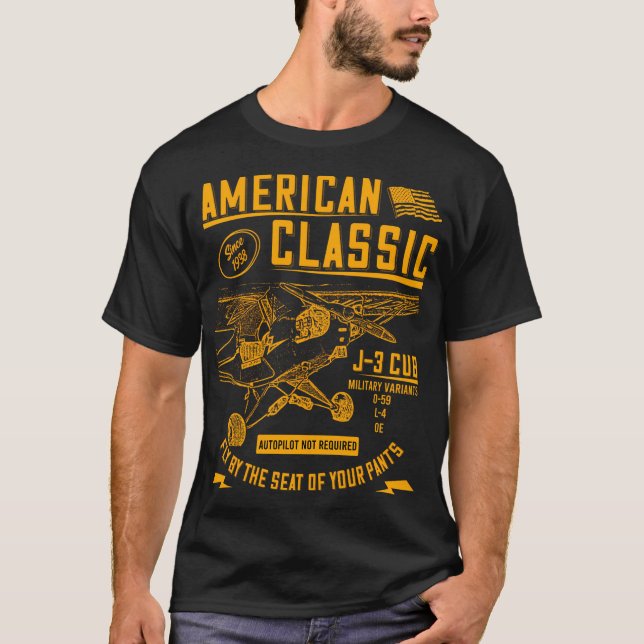 Piper Cub Aeroplane An American T-Shirt (Front)