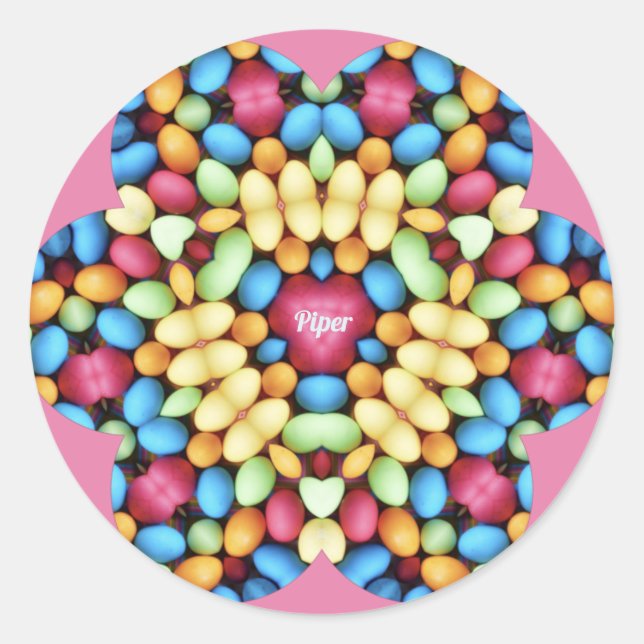 PIPER ~ EASTER EGGS MULTICOLORED ~ CLASSIC ROUND STICKER (Front)