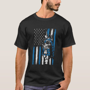 Piper On Us Flag Bagpiper Bagpipe Bagpipes Player T-Shirt