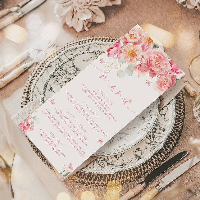 Piper Peony Butterfly Bridal Menu & Thank You (Butterfly Bridal Shower Menu Piper Peony )