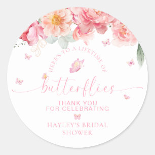 Piper Peony Butterfly Bridal Shower Favour Classic Round Sticker