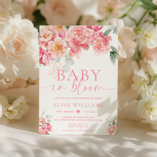 Piper Peony Floral Baby In Bloom Baby Shower Invitation