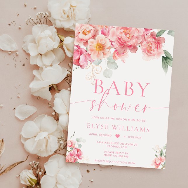 Piper Peony Floral Baby Shower Invitation (Creator Uploaded)