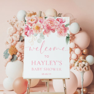 Piper Peony Floral Baby Shower Welcome Sign