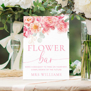 Piper Peony Floral Flower Bar Sign
