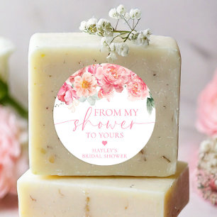 Piper Peony Floral From My Shower To Yours Favours Classic Round Sticker