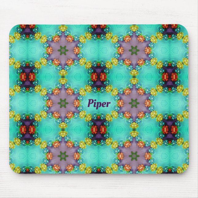 PIPER ~ Pretty Floral Pattern ~ Personalized  Mouse Mat (Front)