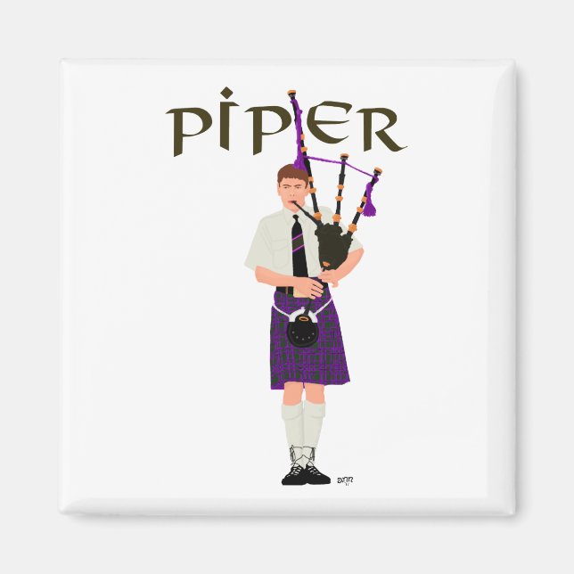PIPER Purple Plaid Magnet (Front)