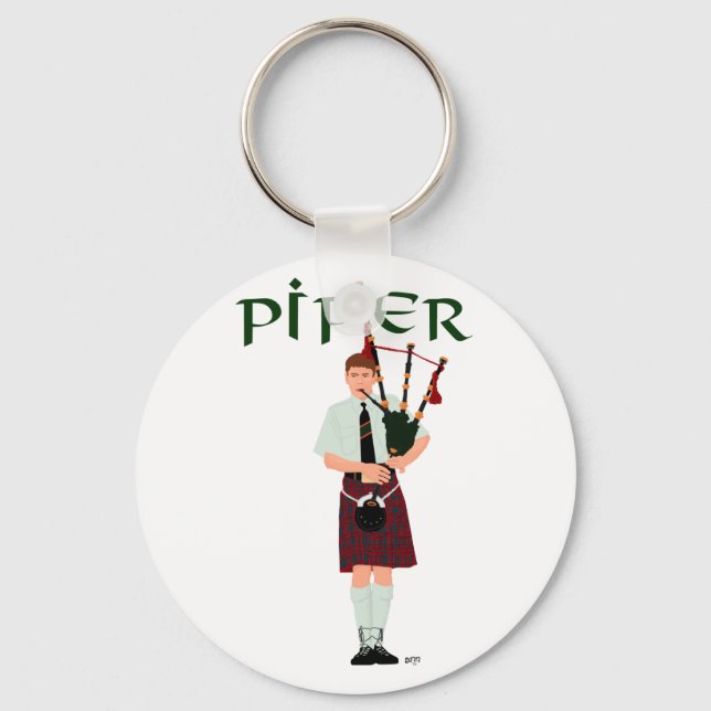 PIPER Red Plaid Key Ring (Front)