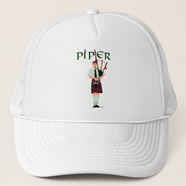 PIPER Red Plaid Trucker Hat (Front)