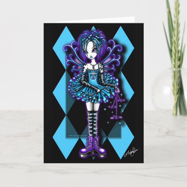 "Piper" Teal Dragonfly Fae Greeting Card (Front)