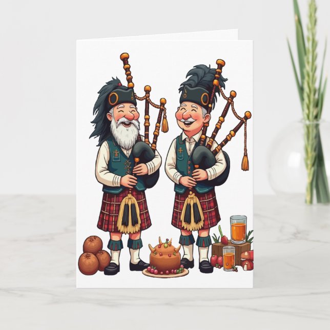 Pipers Duties For The Haggis Procession Holiday Card (Front)