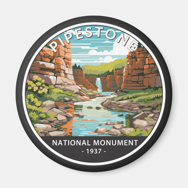 Pipestone National Monument Minnesota Circle Magnet (Front)