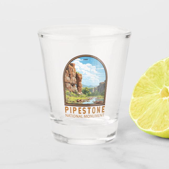 Pipestone National Monument Minnesota Travel Art Shot Glass (Front)