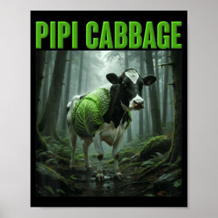 Pipi cabbage italian brainrot green vegetable cow poster