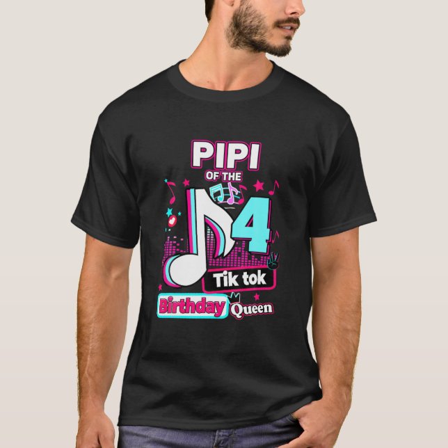 Pipi Musical Birthday Queen 4 Years Old T-Shirt (Front)