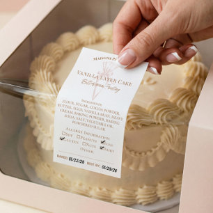Piping Bag Bakery Ingredients & Allergy Food Label