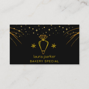 Piping Bag Bakery Pastry Catering Dripping Gold  Business Card