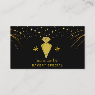 Piping Bag Bakery Pastry Catering Dripping Gold  Business Card