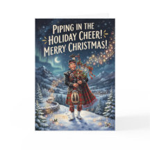 Piping in Holiday Cheer Scottish Christmas Card
