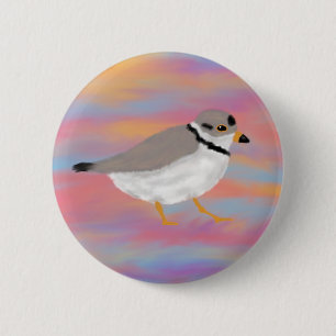 Piping Plover on a Sunset Sky 6 Cm Round Badge