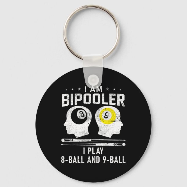 Pipooler Pool Player Pool Cool Billiards 8 And 9 L Key Ring (Front)