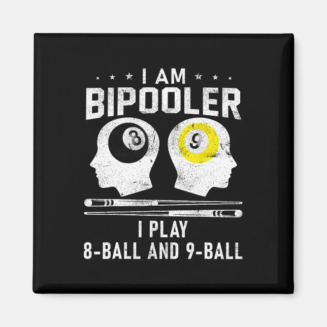 Pipooler Pool Player Pool Cool Billiards 8 And 9 L Magnet (Front)