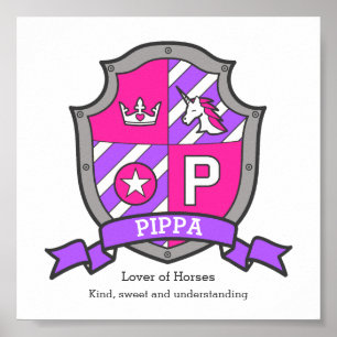 Pippa name meaning unicorn princess letter P Poster